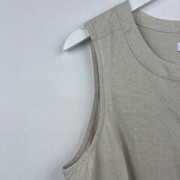 Liz Claiborne Linen Button-Up Sheath Tank Dress Size L - Picture 4 of 9
